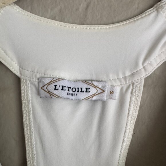 L'ETOILE SPORT White Racerback Athletic Tank Top -Size Small Orange Drawstring - Picture 3 of 4